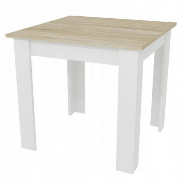 Súprava štvorcový stôl 80x80 dub sonoma + 4 stoličky MARK white