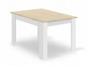 Súprava obdĺžnikový stôl 120x80 dub sonoma + 4 stoličky MARK white
