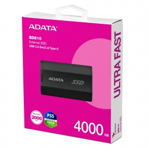A-Data Pevný disk ADATA SD810, externý HDD 2.5'' 4TB, SSD, USB 3.2 Gen2, čierny