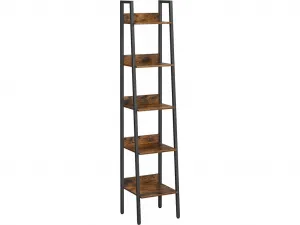 Úzka knižnica VASAGLE 5 políc 170 cm, rustikálna hnedá / čie