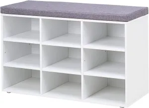 VASAGLE Lavica na topánky 9 políc 78 x 48 cm biela
