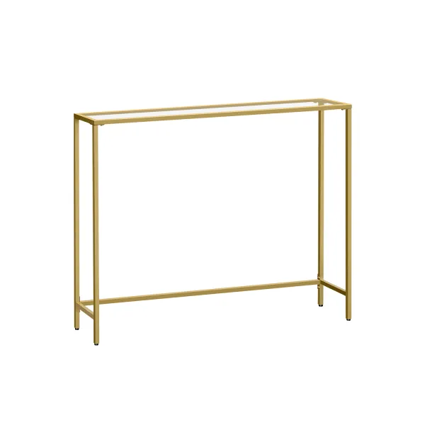 VASAGLE Konzolový stolík so sklenenou doskou 100 x 80 x 20 zlatá