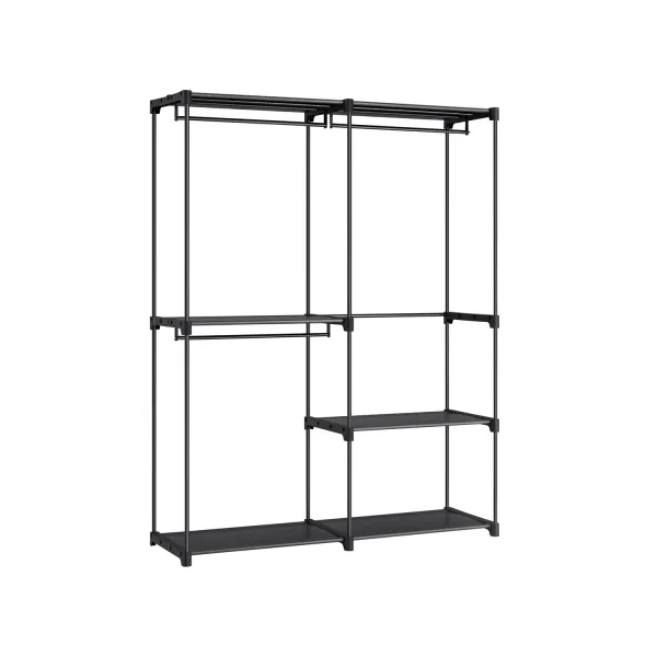 SONGMICS Otvorená šatníková skriňa 138 x 182 x 43 cm čierna