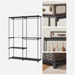 SONGMICS Otvorená šatníková skriňa 138 x 182 x 43 cm čierna