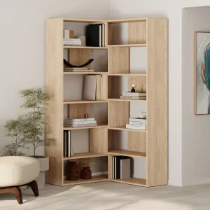 Moderná rohová knižnica Houseland Molly No.4 dub prírodný