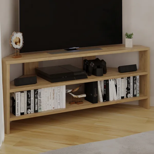 Rohový TV stolek Houseland Thales dub přírodní