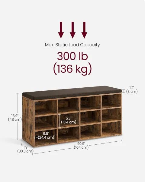 SONGMICS Botník Vasagle Endersen 104 cm hnedý/čierny