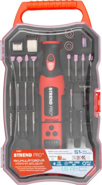 Strend pro Brúska Strend Pro, mini, priama, vŕtanie a brúsenie, 8 V, 1500 mAh, s príslušenstvom