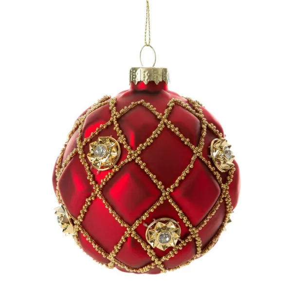 ArtFir Vianočná dekorácia BANKA 446 | sklenená červená 8 cm