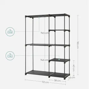 SONGMICS Otevřená šatní skříň PLUMB 112 cm černá