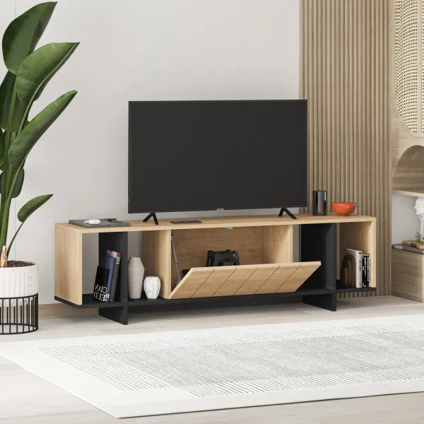 TV stolík Houseland Zitano dub prírodný/čierny