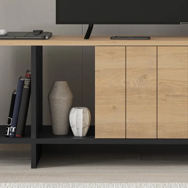 TV stolík Houseland Zitano dub prírodný/čierny