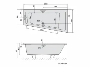 POLYSAN - ANDRA R asymetrická vaňa 180x90x45cm, biela 78771
