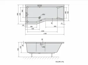 POLYSAN - VERSYS L asymetrická vaňa 170x84x70x47cm, biela 70111