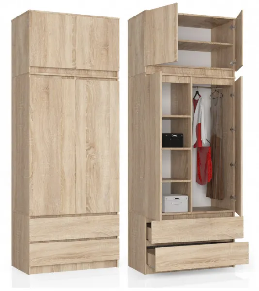Ak furniture Šatní skříň s nástavcem Star 90 cm dub sonoma