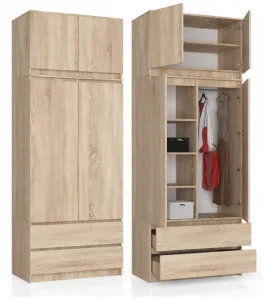 Ak furniture Šatní skříň s nástavcem Star 90 cm dub sonoma