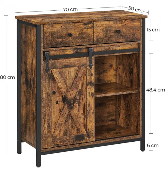 VASAGLE Príborník 70x30x80cm čiernohnedý