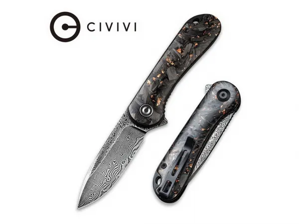 Nôž Civivi Elementum C907C-DS3 Copper Shred Carbon Fiber Damascus