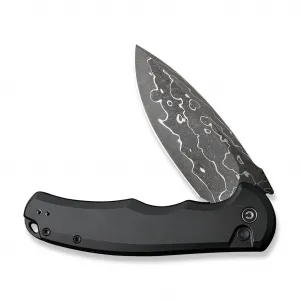 Civivi Button Lock Praxis Damascus Black Aluminum C180026E-DS1
