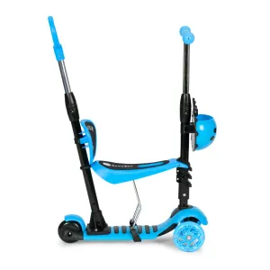 Trojkolesová kolobežka so svietiacimi kolieskami LED, 3 v 1 Balance - modrá