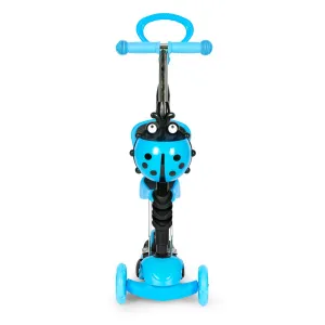 Trojkolesová kolobežka so svietiacimi kolieskami LED, 3 v 1 Balance - modrá