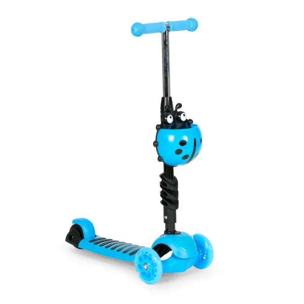 Trojkolesová kolobežka so svietiacimi kolieskami LED, 3 v 1 Balance - modrá