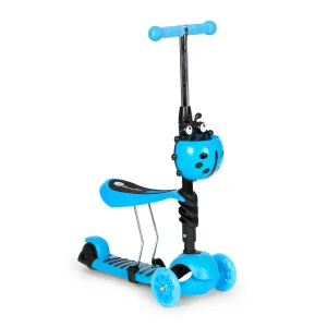 Trojkolesová kolobežka so svietiacimi kolieskami LED, 3 v 1 Balance - modrá