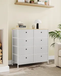 SONGMICS Komoda s látkovými zásuvkami BORDER krémovo biela/dub prírodný