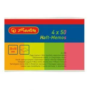 HERLITZ Záložky Herlitz papierové 20x50mm 50 ks 4 farby