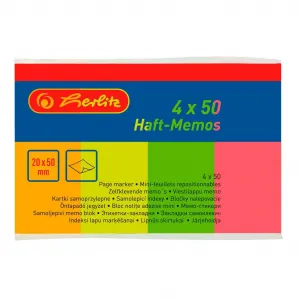 HERLITZ Záložky Herlitz papierové 20x50mm 50 ks 4 farby