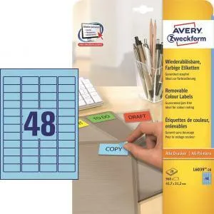 Avery Zweckform Etikety Avery odnímateľné 45,7x21,2 mm, modré