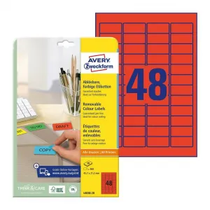 Avery Zweckform Etikety Avery odnímateľné 45,7x21,2 mm červené