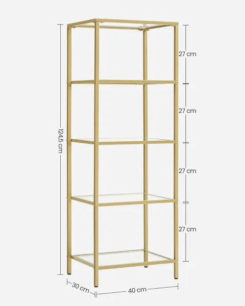 SONGMICS Regál Vondrow 124,5 cm zlatý