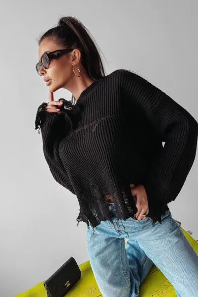 Olavoga Miley svetrík Farba: Čierna, Konfekčná veľkosť: one-sized