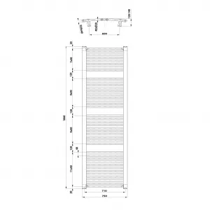 AQUALINE - ORBIT vykurovacie teleso s bočným pripojením 750x1850 biela ILO87T
