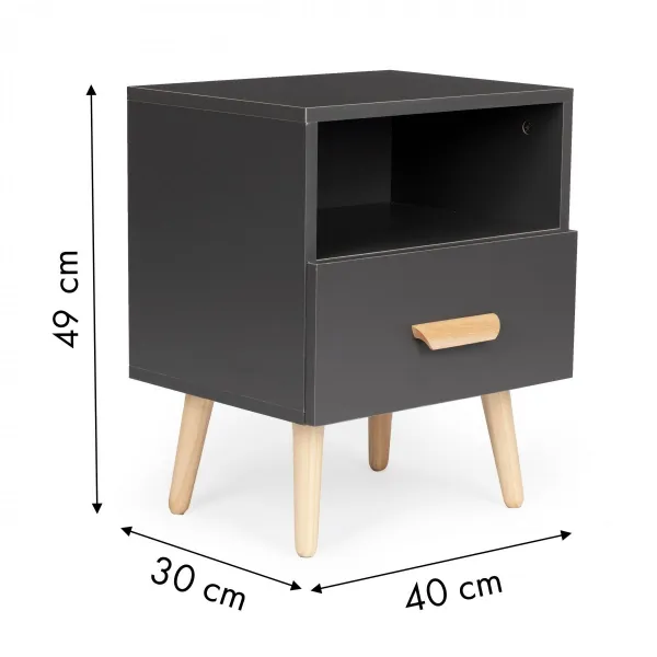 MODERNHOME Nočný stolík Vodo šedý