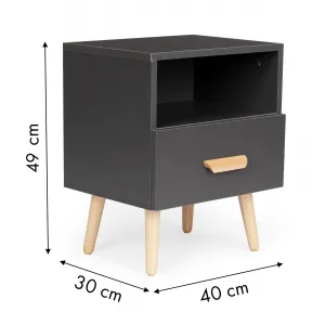MODERNHOME Nočný stolík Vodo šedý
