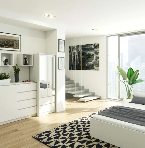 Ak furniture Šatníková skriňa Star so zrkadlom 60 cm biela