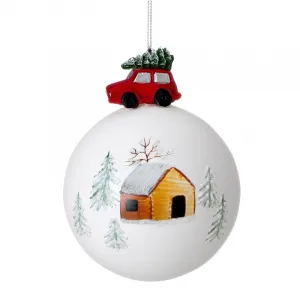 ArtFir Vianočná dekorácia BANKA 499B | sklenená biela 10 cm