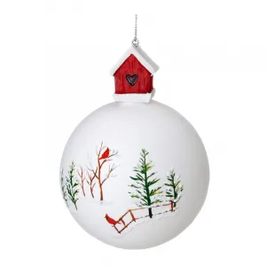 ArtFir Vianočná dekorácia BANKA 500B | sklenená biela 10 cm