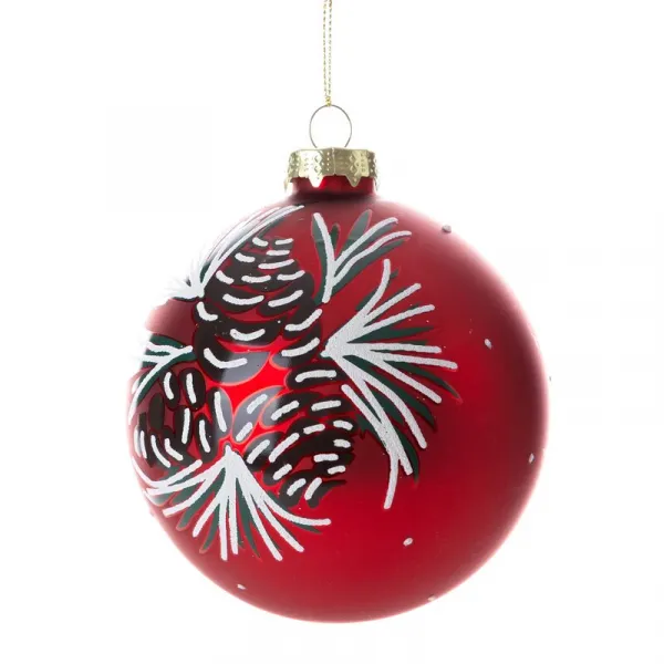 ArtFir Vianočná dekorácia BANKA 479B | sklenená červená/biela 10 cm
