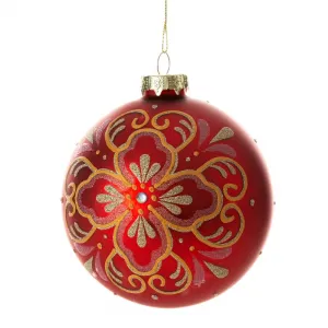 ArtFir Vianočná dekorácia BANKA 484B | sklenená červená/zlatá 10 cm