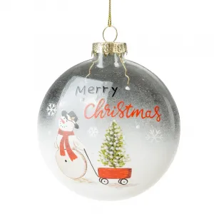 ArtFir Vianočná dekorácia BANKA 509 | sklenená biela/červená 10 cm