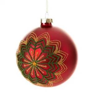 ArtFir Vianočná dekorácia BANKA 487B | sklenená červená/zelená  10 cm