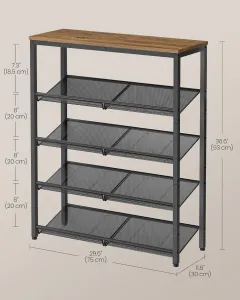 SONGMICS Botník Vasagle Lorado 93 cm medovo hnedý/čierny