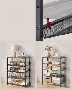 SONGMICS Botník Vasagle Lorado 93 cm medovo hnedý/čierny