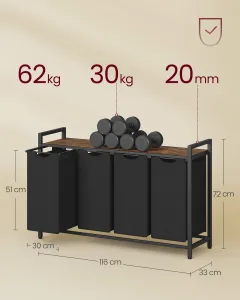 SONGMICS Kôš na bielizeň Vasagle Blumo 160 L čierny