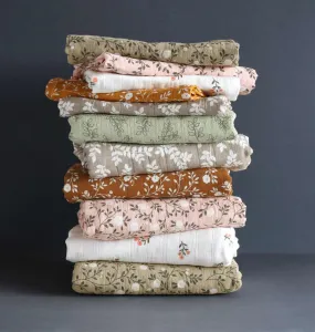 A Little Lovely Company - Mušelínové plienky, blossom - dark sage - 2 ks
