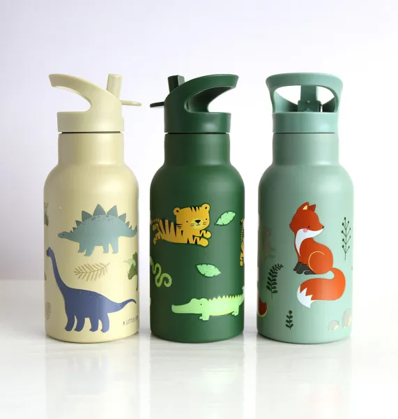 A Little Lovely Company - antikorová fľaša na pitie, 350 ml - dinosaury