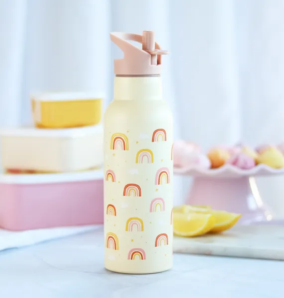 A Little Lovely Company - antikorová fľaša na pitie, 500 ml - dúha